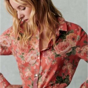 Sezane Floral Button-Up Shirt